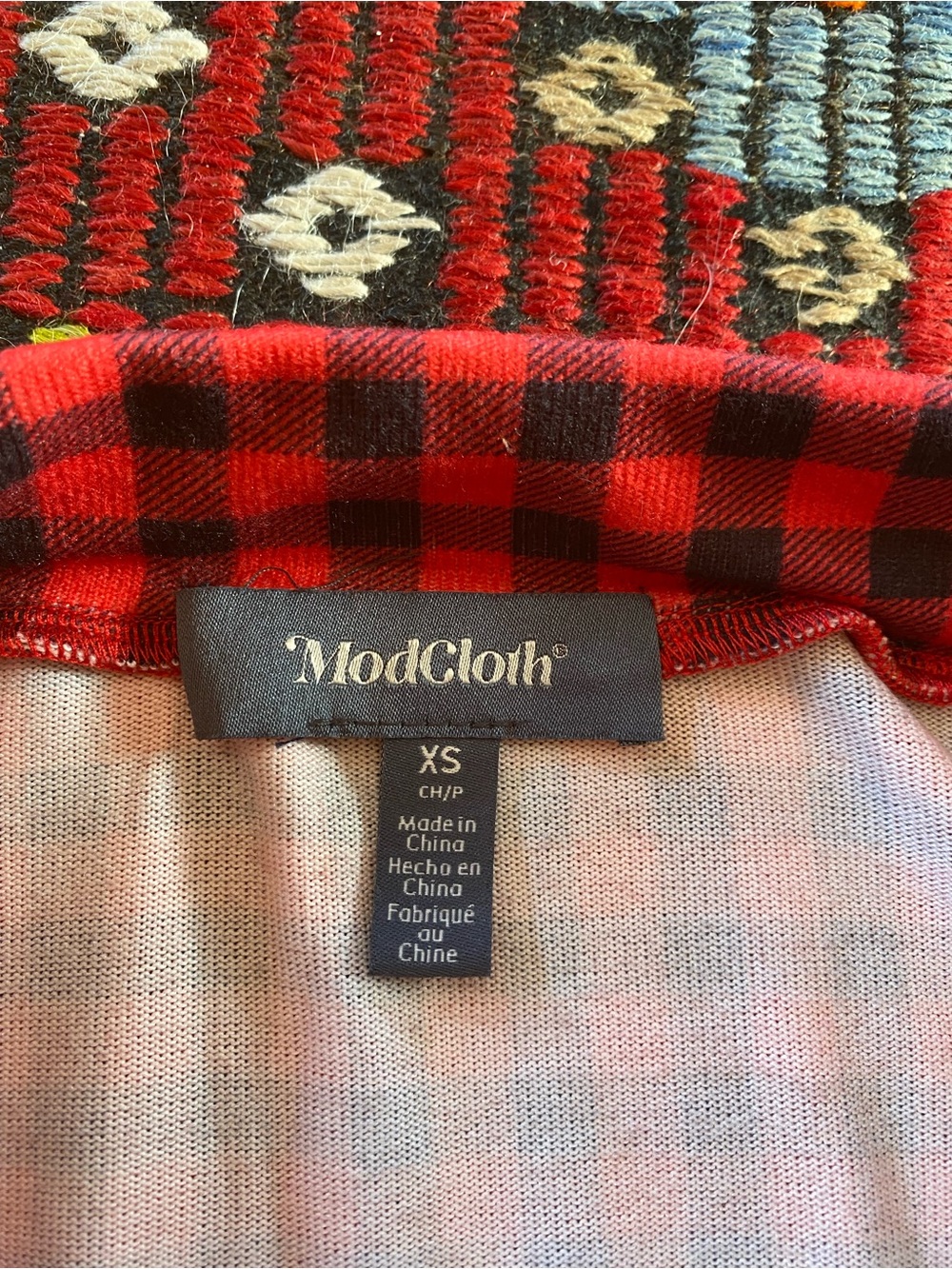 Red and Black Gingham Midi Skirt - Picture 4 of 5